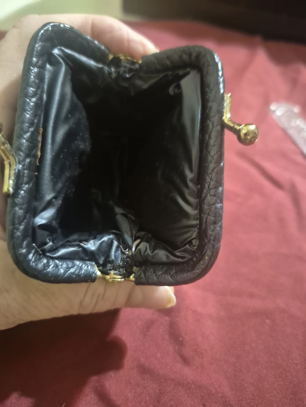 VintageBlack Pebbled Leather Coin Purse - Women Accessories